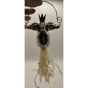 Silver Gold  Chico's Christmas Jewel Angel Ornament Glass Stone Pearls Beads